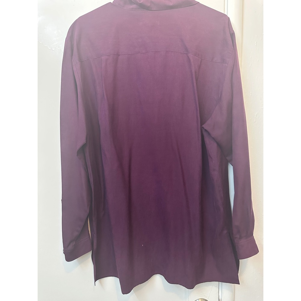 Christie & Jill Womens Plum Purple 100% Silk Button Down Blouse Shirt Large - Picture 6 of 7